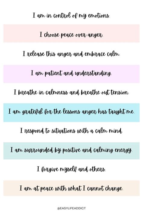 10 Calming Affirmations For Anger Management Easy Life Addict