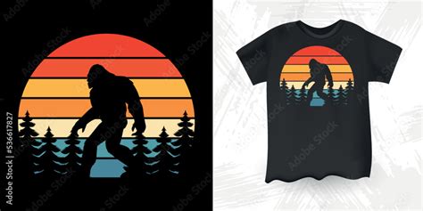 Funny Bigfoot Sasquatch Retro Sunset Vintage Bigfoot T-Shirt Design ...