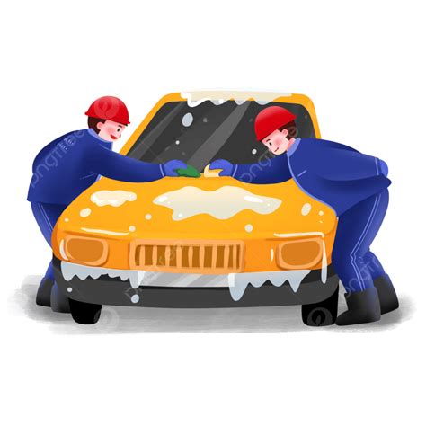 Clean Worker PNG Image, Worker Cleaning Car Scene, Car Wash, Cleaning ...