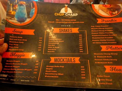 Menu At Chup Chaap Cafe Ahmedabad