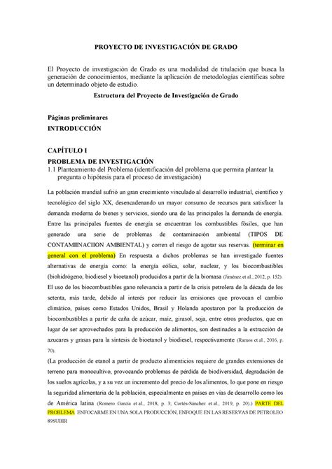 Formato Proyecto De Investigacion Proyecto De Investigaci N De Grado