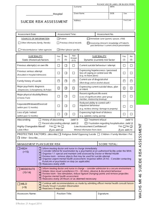 Printable Mental Health Assessment Form Pdf Printable Forms Free Online