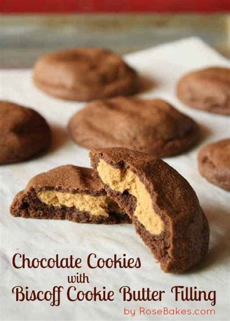 Chocolate Cookies With Biscoff Cookie Butter Filling Rose Bakes