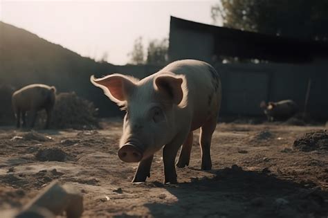 Cerdos y lechones ecológicos en la granja doméstica cerdos en la