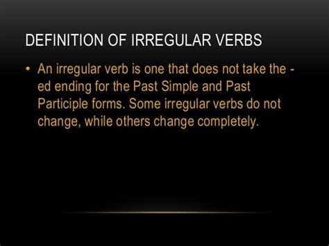 Regular and irregular verbs