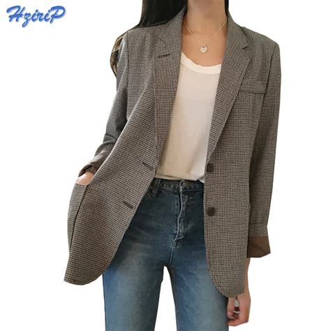 Hzirip Vinatge Plaid Work Wear Women Blazers And Jackets 2017 Autumn