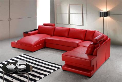 Orion – Red Bonded Leather Sectional Sofa Set | Black Design Co