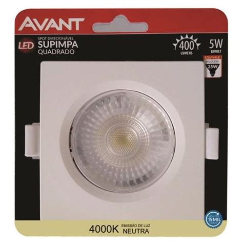 Kit Spot Led De Embutir Quadrado W K Luz Neutra Bivolt Avant