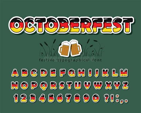 Germany Cartoon Font German National Flag Colors Octoberfest Design Paper Cutout Bright