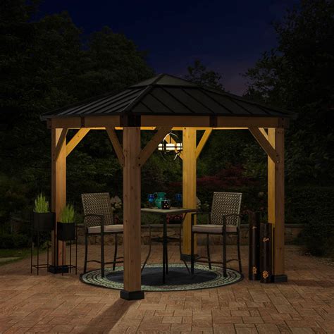 Sunjoy Wooden Hardtop Gazebo For Sale 9x9 For Outdoor Backyard Patio