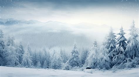 Floresta Branca De Inverno Neve Na Montanha Da Floresta De