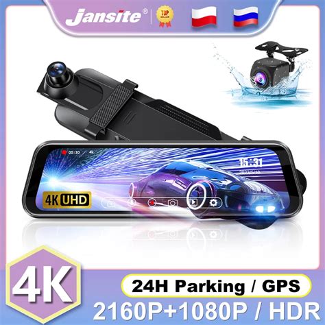 Jansite 10 Araba Dvr 4K 1080P Izgi Kam Dokunmatik Ekran Ultra HD 3840