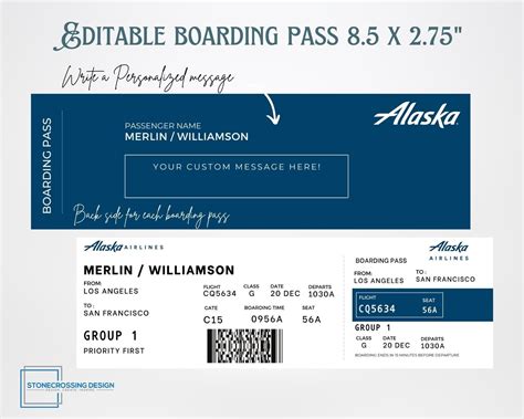 Editable Airline Boarding Pass Ticket Template Surprise Trip Ticket Printable Airline Ticket