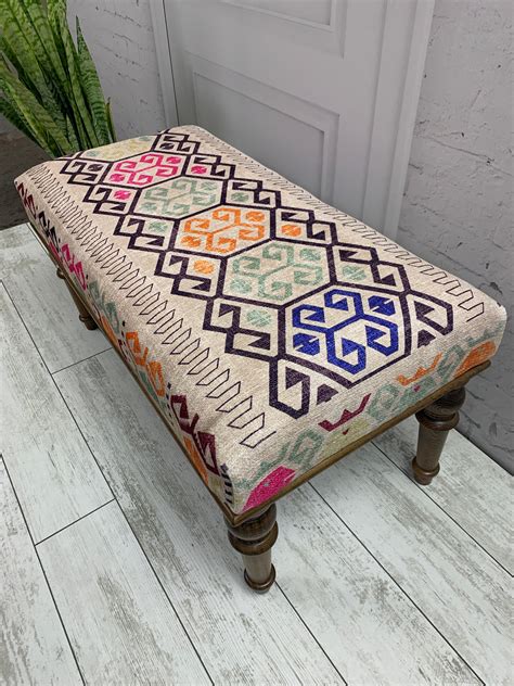 Kilim Bench Bedroom Seat Footstool Ottomant For Herdining Bench