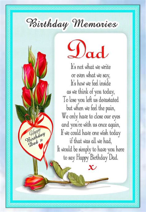 Dad Birthday Rememberance Memorial Bereavement Graveside Keepsake Card