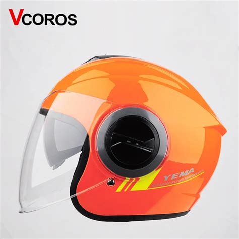 YEMA 632 Harley Retro Motorcycle Helmet dual visor Half face Helmets Double visor with inner ...