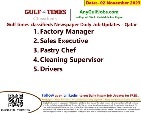 Gulf Times Classifieds Job Vacancies Qatar 02 November 2023 2024