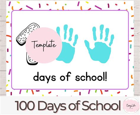 100 Days Of School Handprint Craft Printable Activity Handprint