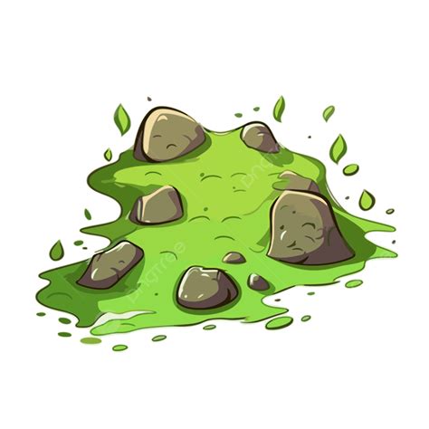 Grama De Desenho Animado De Clipart De Passo E Pedras Em Uma Poça Verde