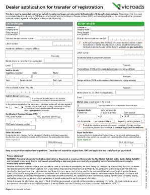 Form Au Vicroads Dealer Application For Transfer Of