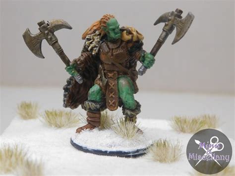 Handpainted Dandd Half Orc Barbarian Miniature With Axes Etsy