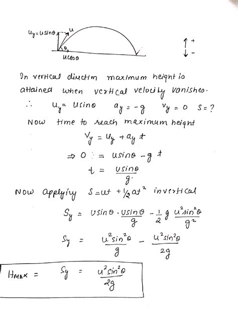 Projectile Motion Max Height Formula