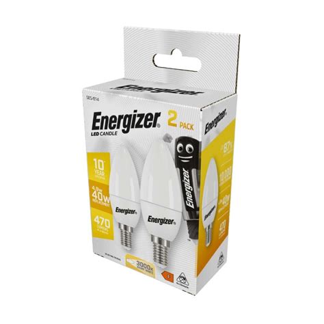 Energizer LED Candle E14 SES 470lm 4 9W 3 000K Warm White Box Of 2