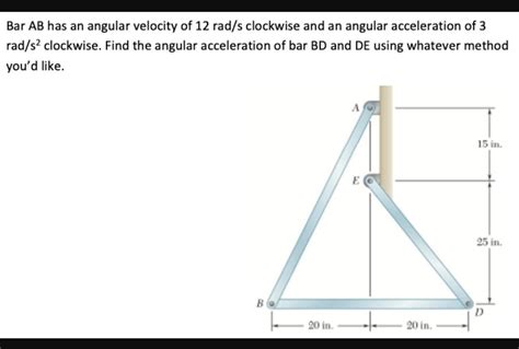 Solved Bar AB Has An Angular Velocity Of 12rad S Clockwise Chegg