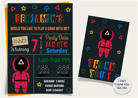 Squid Game Invitation Squidgame Birthday Invitation Etsy