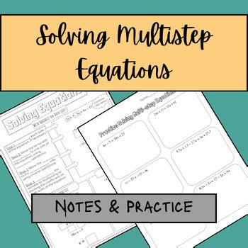 Solving Multistep Equations Notes Practice Variable On Both Sides