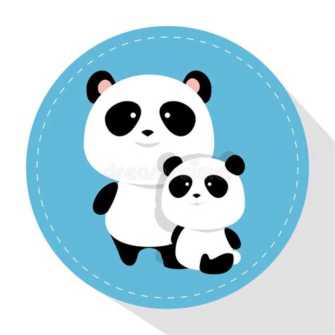 Cute Bear Panda Father and Son Characters Stock Vector - Illustration ...