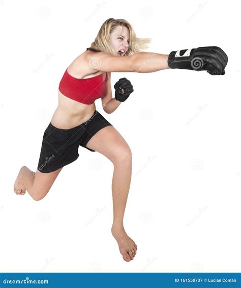 Caucasian Blonde Woman Kickboxing Stock Image Image Of Person