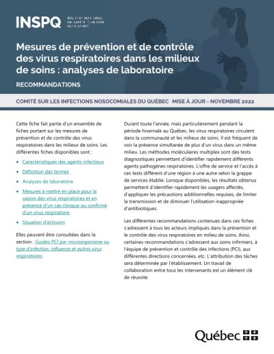 Mesures de prévention et de contrôle des virus respiratoires dans les