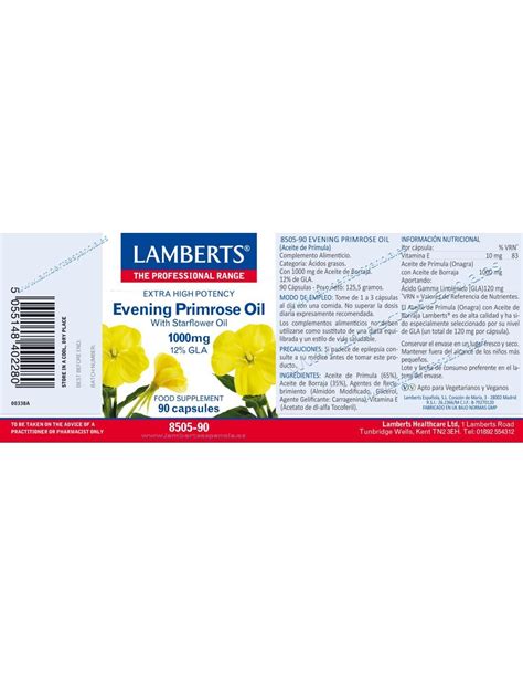 Lamberts Aceite de Prímula con Borraja 1000mg 90 Cápsulas