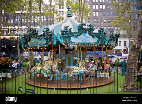 Colorful Carousel In Bryant Park In New York City For Editorial Use