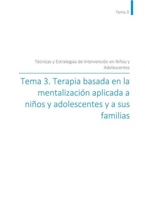 SOLUTION Terapia Basada En La Mentalizaci N Aplicada A Ni Os Y