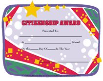 Printable Citizenship Awards School Certificates Templates