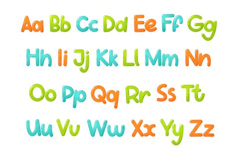 Colorful Children Font Glossy Kids Alphabet In Cartoon Style Vector