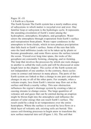 Pages 18 -191.4 Earth as a SystemThe Earth System The Earth sy.docx