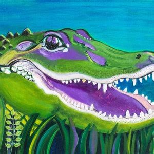 Happy Alligator Limited Edition Print Of The Original Painting Etsy