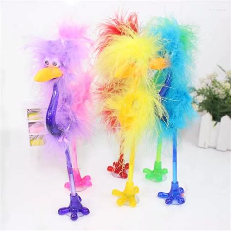 Wholesale Creative Ostrich Feather Ballpoint Pen With Kawaii Cartoon