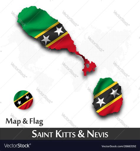 Saint Kitts And Nevis Map And Flag Waving Vector Image