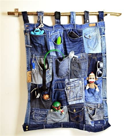 Upcycled Denim Pocket Organiser · How To Make A Wall Tidy Storage Unit