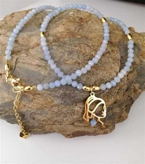 Dainty Aquamarine Necklace Natural Aquamarine Faceted Beads Necklace