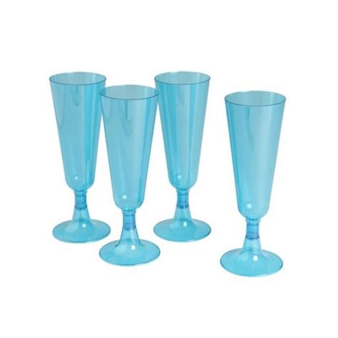 Flûte champagne pas cher en plastique Bleu Turquoise x 4 Badaboum