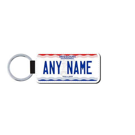 Personalized Missouri License Plate Faux Leather Key Ring Any Name Made To Order Free Shipping