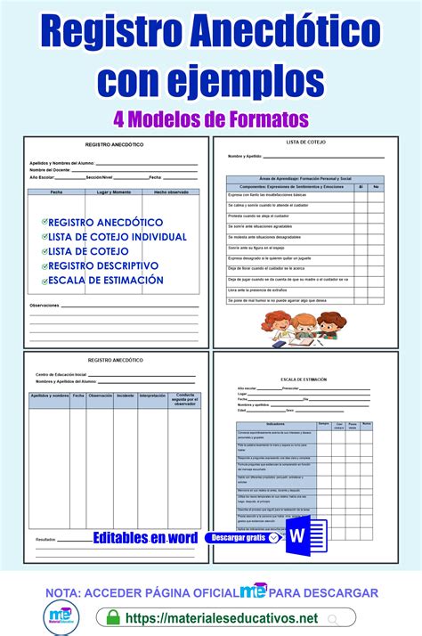 Formatos de Registro Anecdótico con ejemplos Registros anecdóticos