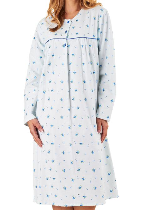 Ladies Slenderella Floral Nightdress Long Sleeved 100 Brushed Cotton Nightie Ebay