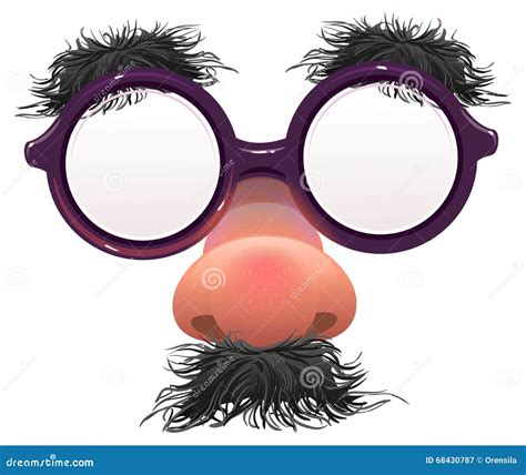 Funny Glasses Nose Surface Nose And Glasses Black Eyebrows Mustache Stock Vector