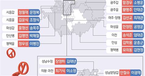 그래픽 4·10 총선 국민의힘vs민주당 대진표 확정 지역 경기